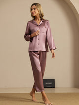 [Pale Mauve] SilkSilky-AU Long Sleeve Lapel Collar Women's Pyjamas 008