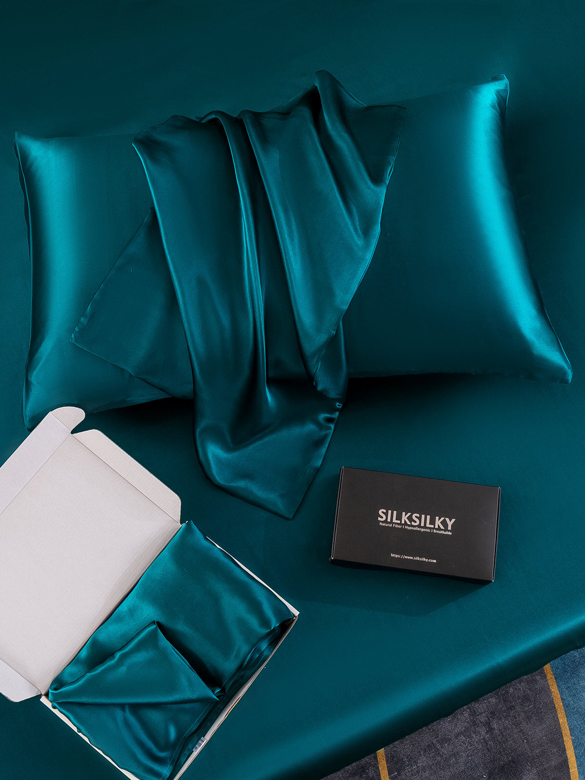 [Teal] SilkSilky-AU 22Momme Pure Silk Pillowcase 006