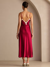 [Wine] SilkSilky-AU Spaghetti Strap V Neck Dress 002