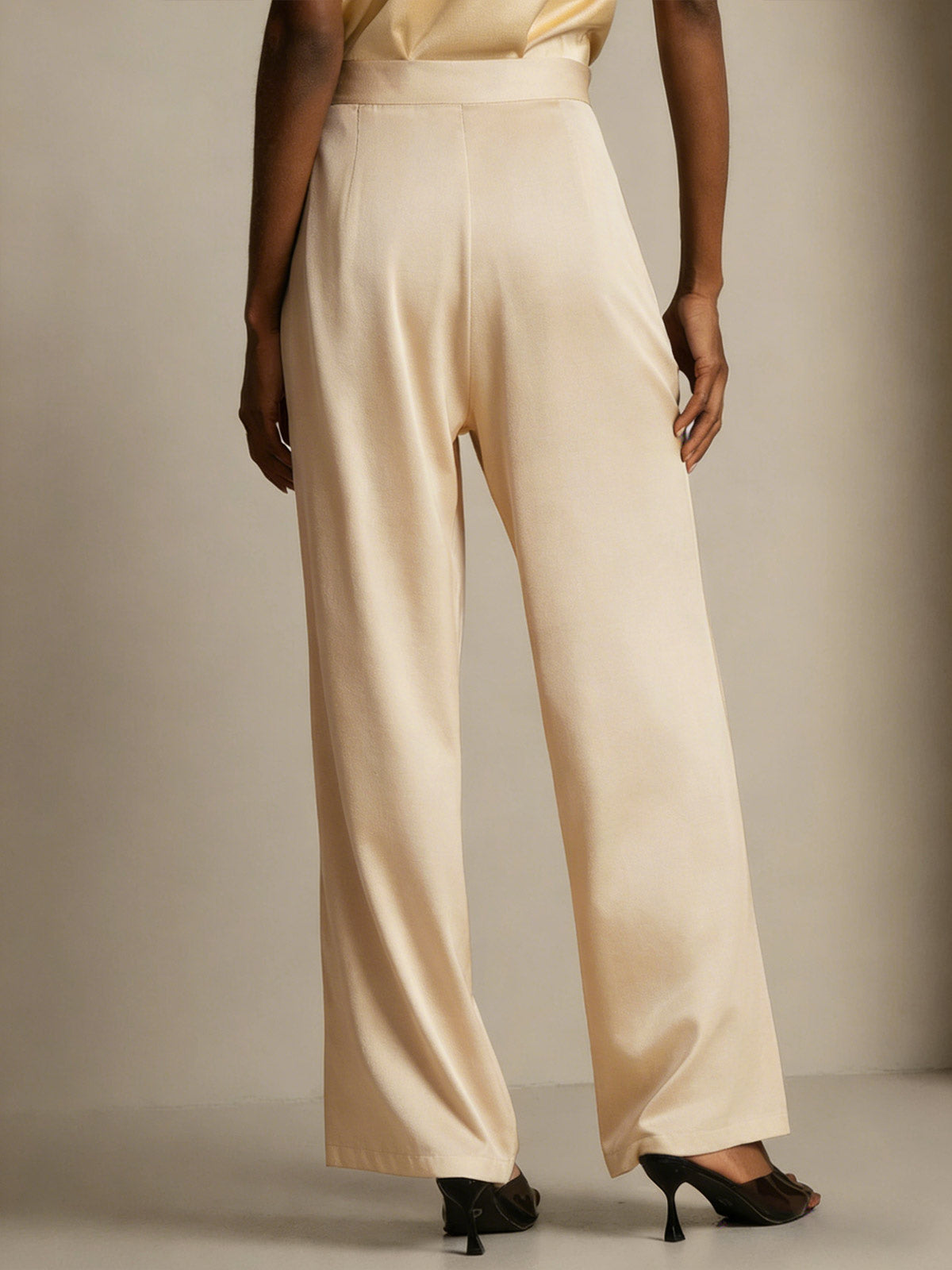 [Champagne] SilkSilky-AU 19Momme Stretch Silk Charmeuse Women's Pants 002