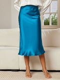 SilkSilky-AU 19Momme Pure Silk Skirt Teal 002