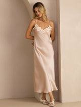 [Pink] SilkSilky-AU Spaghetti Strap V Neck Dress 001