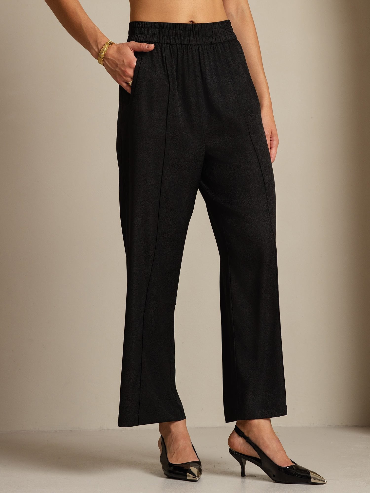 [Black] SilkSilky-AU 22Momme Silk Womens Pants 007