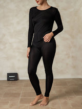[Black] SilkSilky-AU Long Sleeve Round Neck Women's Long Johns 004