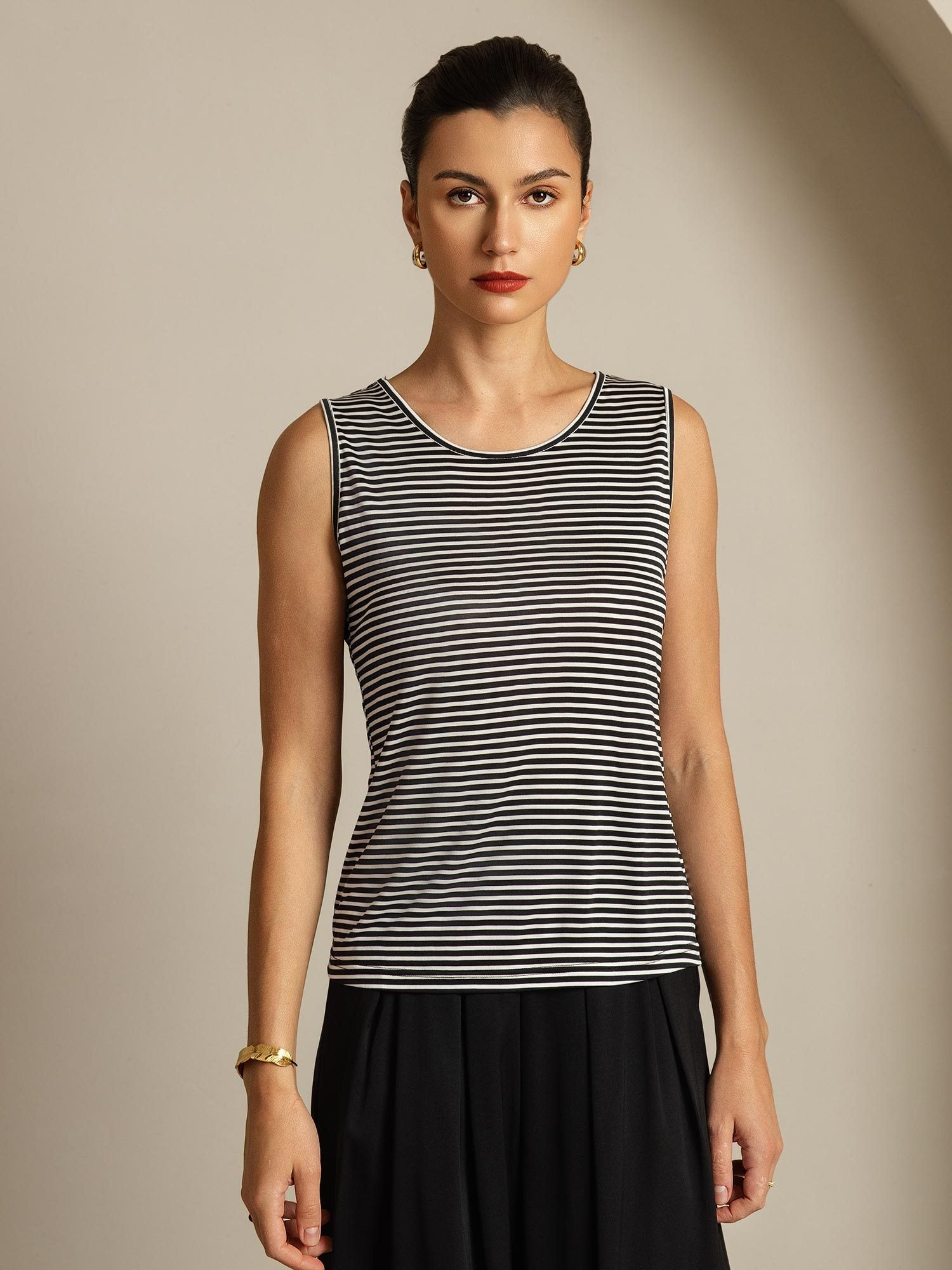 [WhiteStripe] SilkSilky-AU Pure Silk Round Neck Camisole 001
