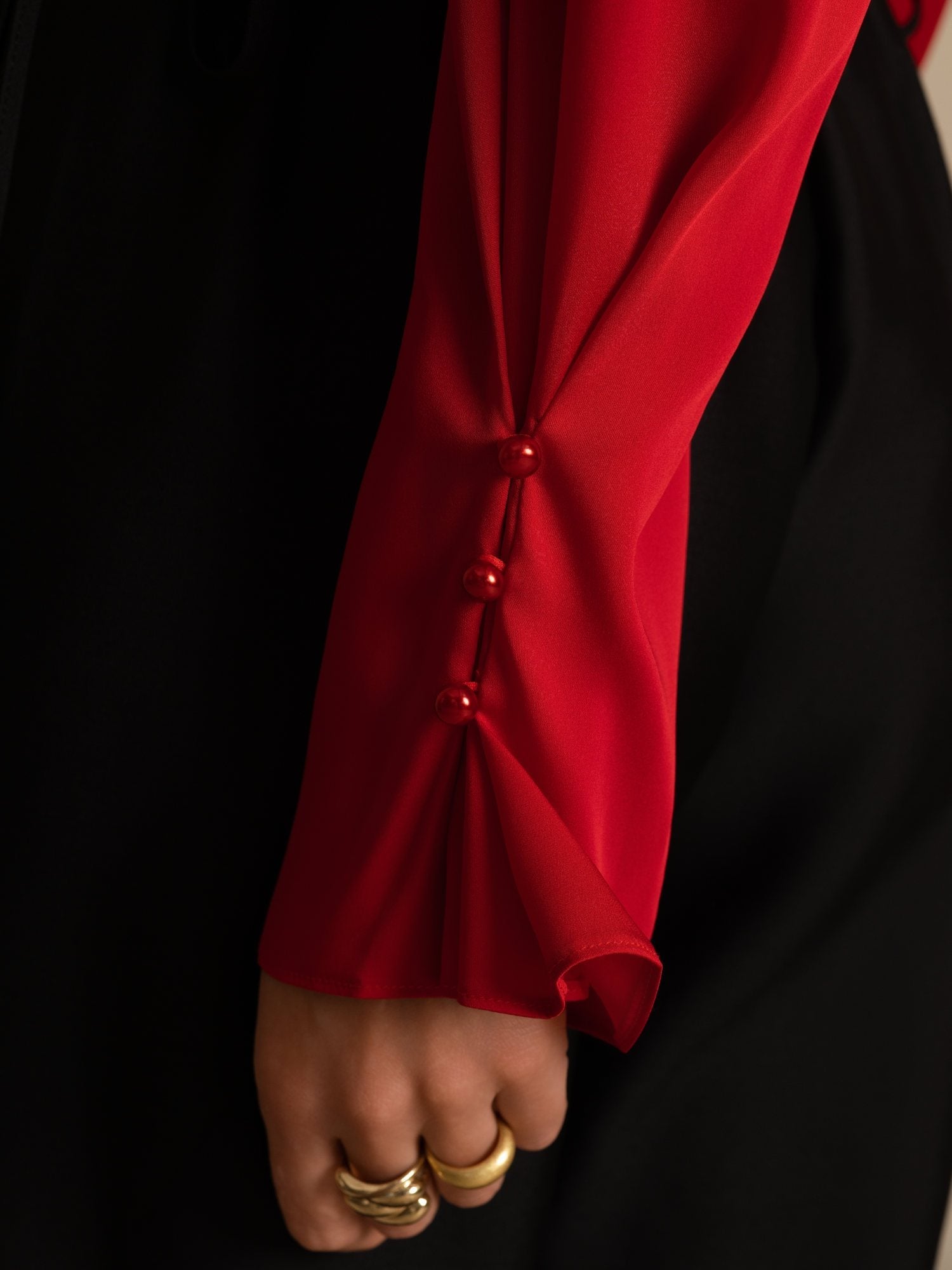 [Wine] SilkSilky-AU 19Momme Stretch Silk Double Georgette Long Sleeve V Neck Blouse 007