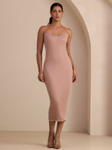 [Pink] SilkSilky-AU Spaghetti Strap Square Neck Dress 001