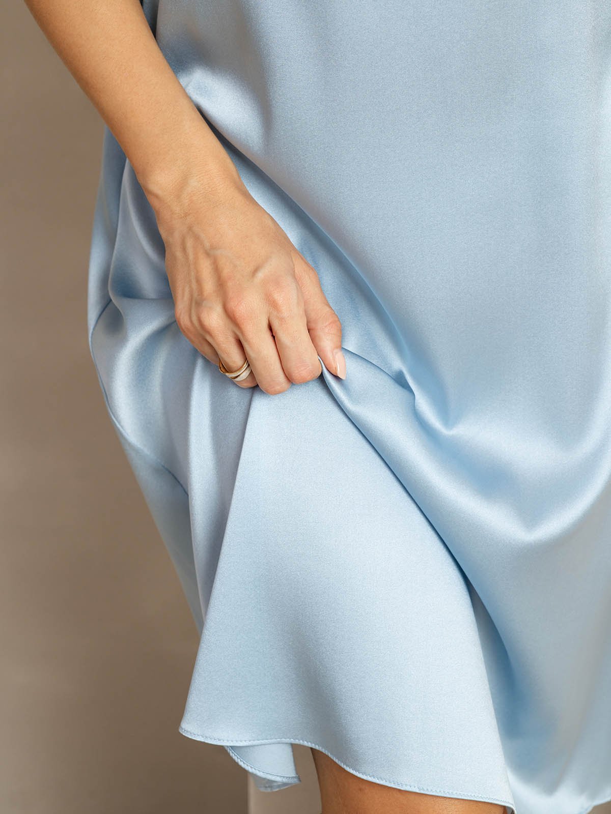 [Grayish Blue] SilkSilky-AU 19Momme Silk Square Neck Dress 007