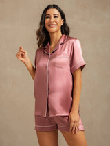 [Pale Mauve] SilkSilky-AU Short Sleeve Lapel Collar Women's Pyjamas 007
