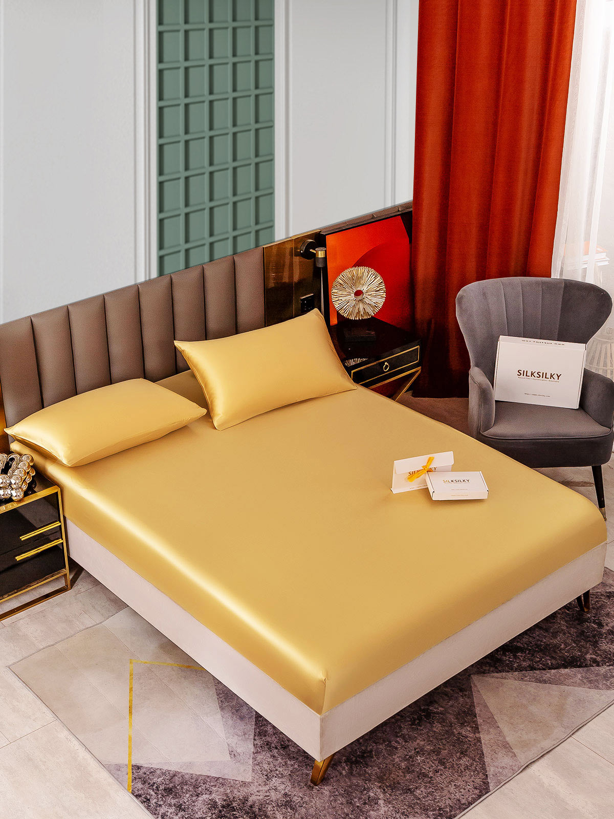 [Champagne] SilkSilky-AU 25Momme Bedding Set 001