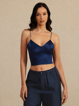 [Dark Blue] SilkSilky-AU Spaghetti Strap V Neck Camisole 003