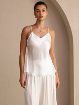 [White] SilkSilky-AU Sleeveless V Neck Camisole 001