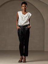 [Black] SilkSilky-AU 19Momme Silk Womens Pants 006
