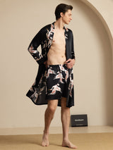 [Black] SilkSilky-AU 19Momme Long Sleeve Mens Pajamas 001