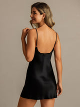 [Black] SilkSilky-AU Spaghetti Strap Nightgown 002