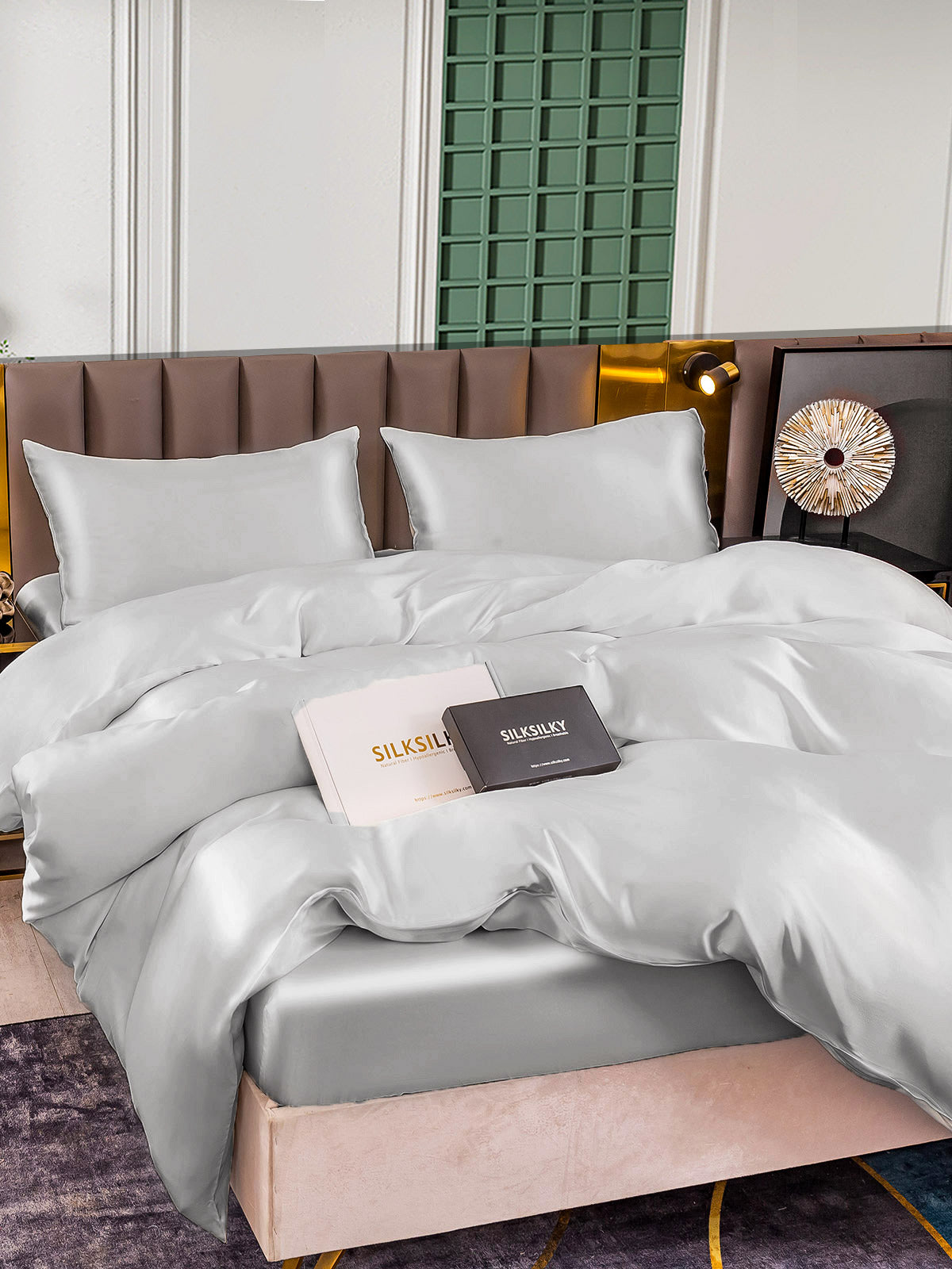 [Silver] SilkSilky-AU 25Momme Pure Silk Bedding Set 002