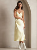 SilkSilky-AU Pure Silk Sleeveless Round Neck Nightgown LightYellow 004