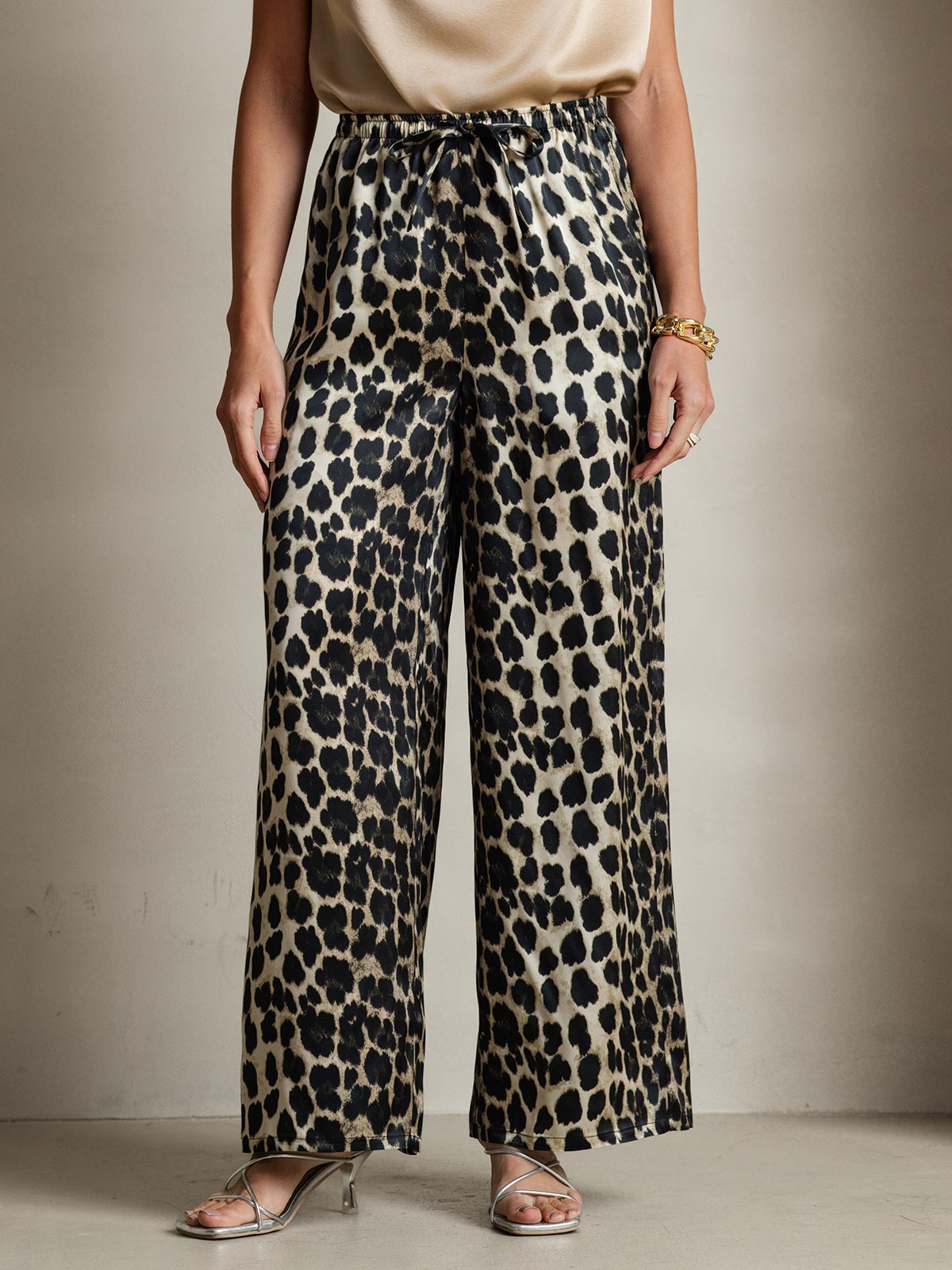 SilkSilky-AU Pure Silk Womens Pants Leopard 003