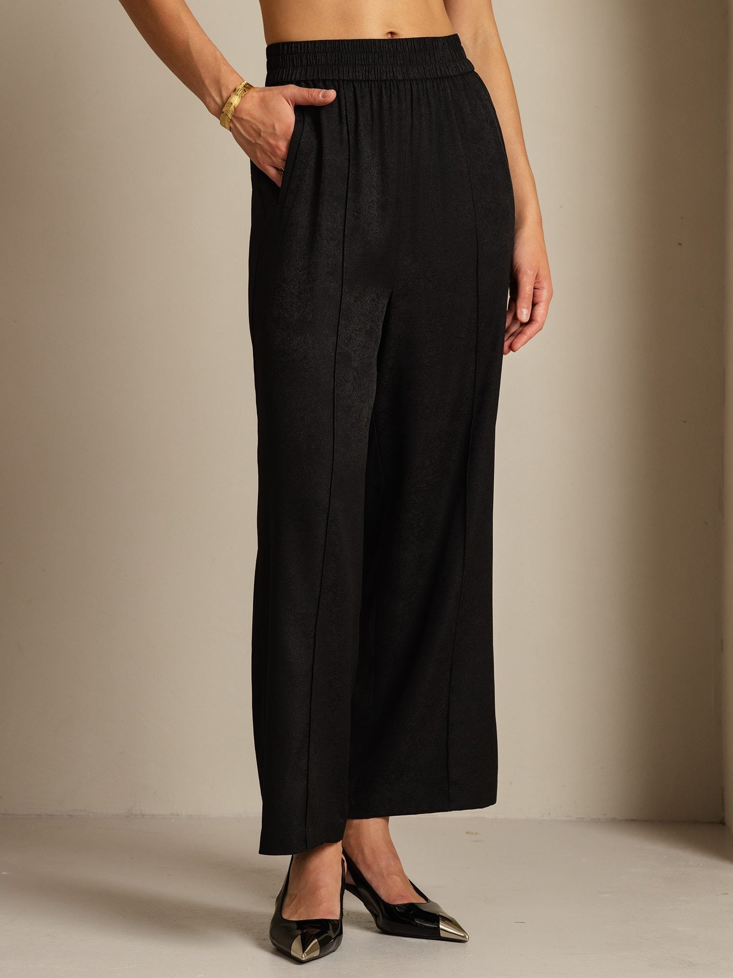 [Black] SilkSilky-AU 22Momme Silk Womens Pants 003