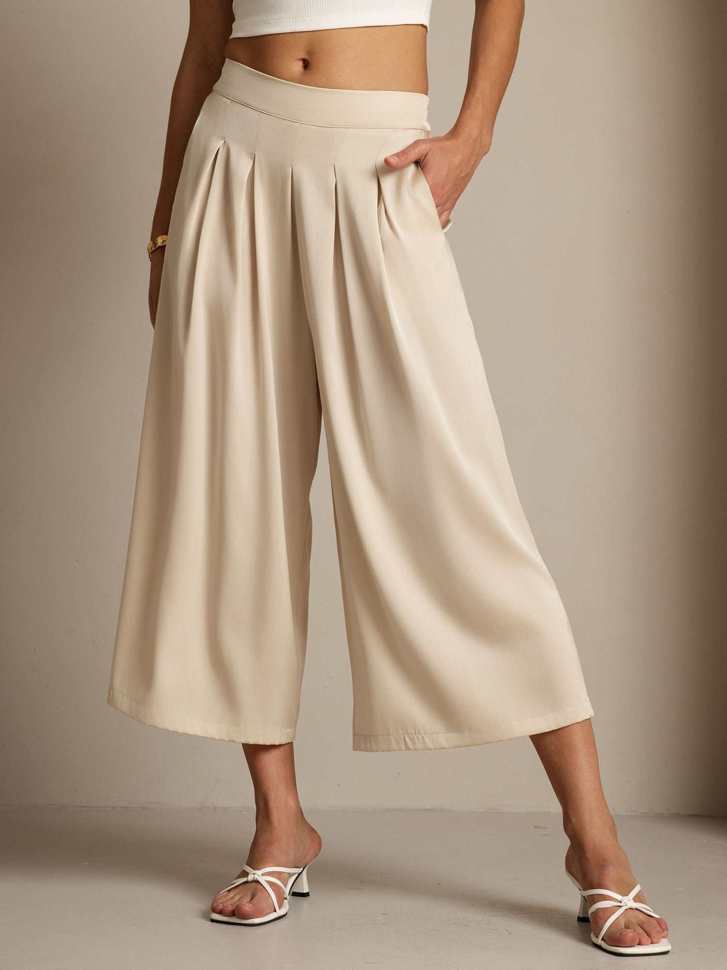 [Beige] SilkSilky-AU 19Momme Silk Womens Pants 003