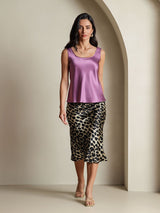 [Deep Purple] SilkSilky-AU 19Momme Stretch Silk Charmeuse Sleeveless Scoop Neck Camisole 007