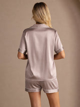 [Shadow Gray] SilkSilky-AU Short Sleeve Lapel Collar Women's Pyjamas 002