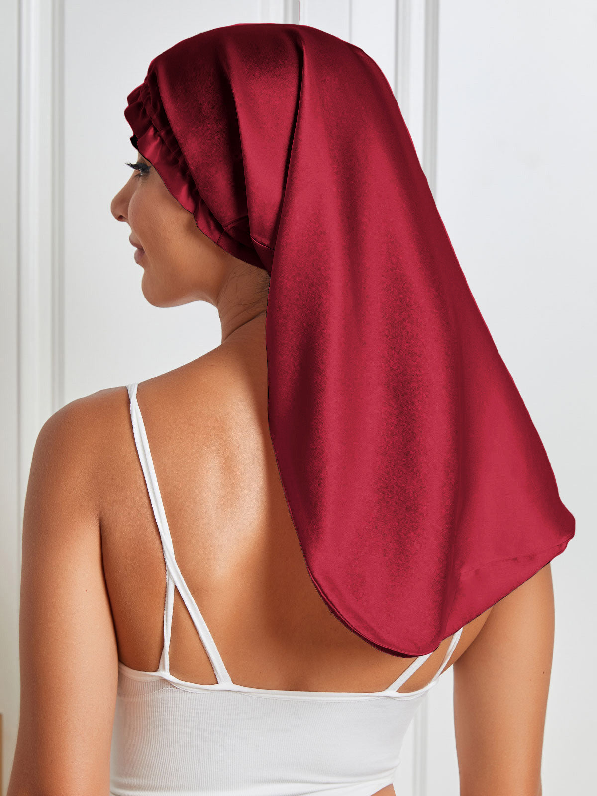 SilkSilky AU Pure Silk Sleep Cap Wine 006