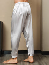 [Gray] SilkSilky-AU Pure Silk Mens Sleep Bottoms 006,