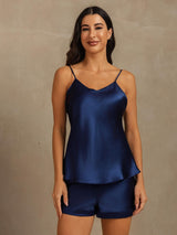 [Dark Blue] SilkSilky-AU Sleeveless V Neck Camisole Set 003