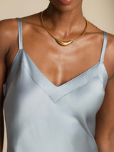 [Grayish Blue] SilkSilky-AU Sleeveless V Neck Dress 006