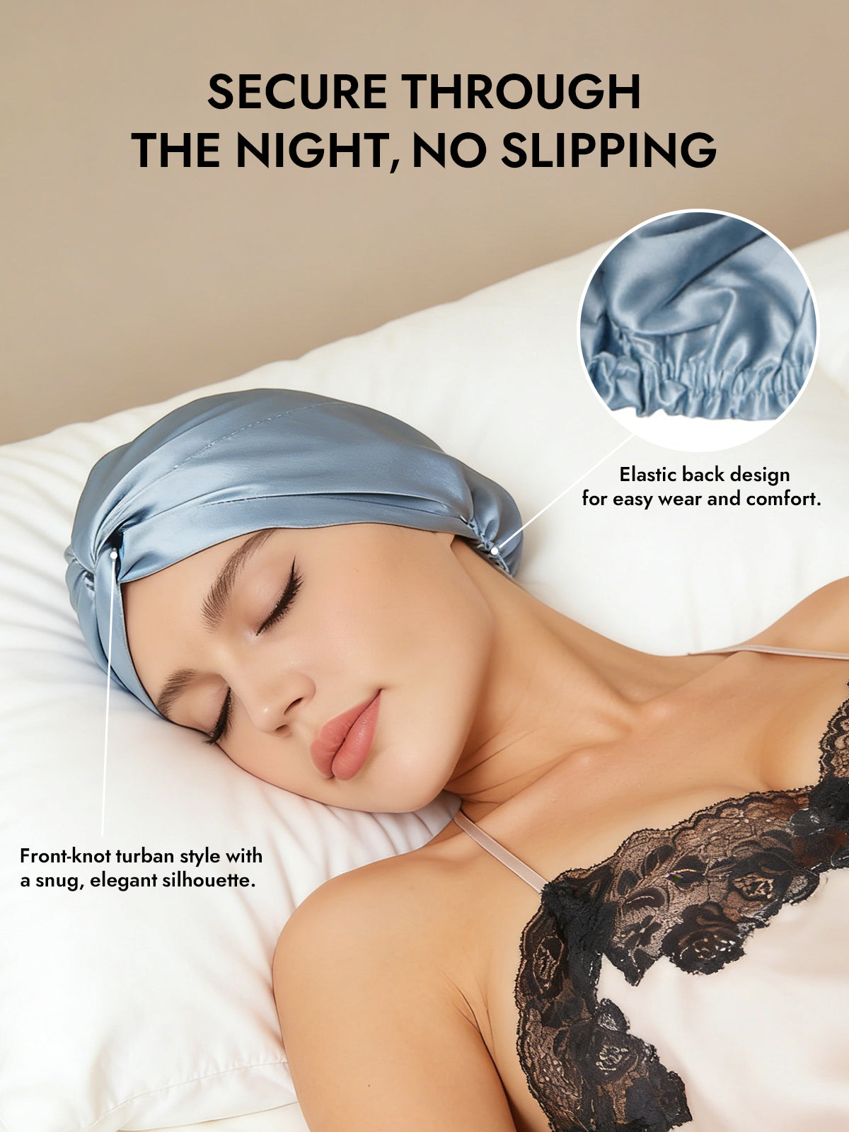 [Steel Blue] SilkSilky-AU Pure Silk Sleep Cap 005