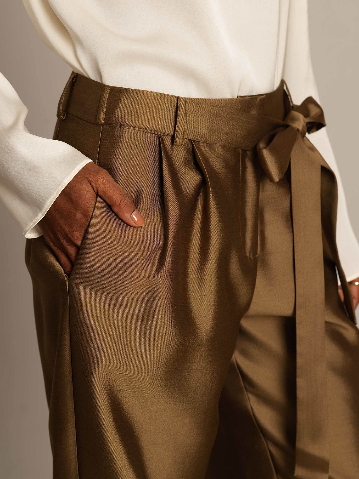 [Bronze] SilkSilky-AU 32Momme Wool Womens Pants 004