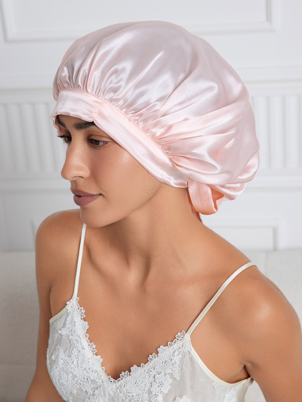 SilkSilky-AU Pure Silk Sleep Cap LightPink 002