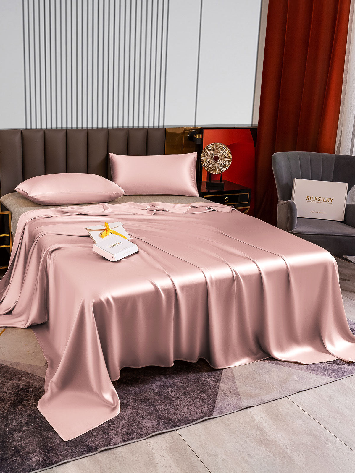 SilkSilky AU 22Momme Pure Silk Bedding Set PaleMauve 003