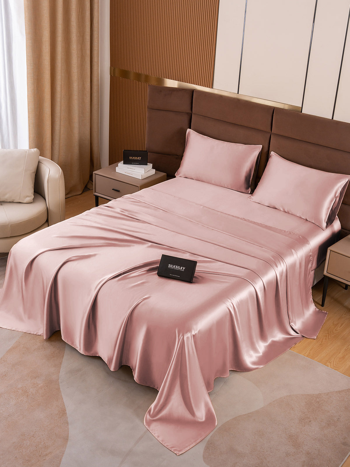 [Pale Mauve] SilkSilky-AU 19Momme Pure Silk Bedding Set 001