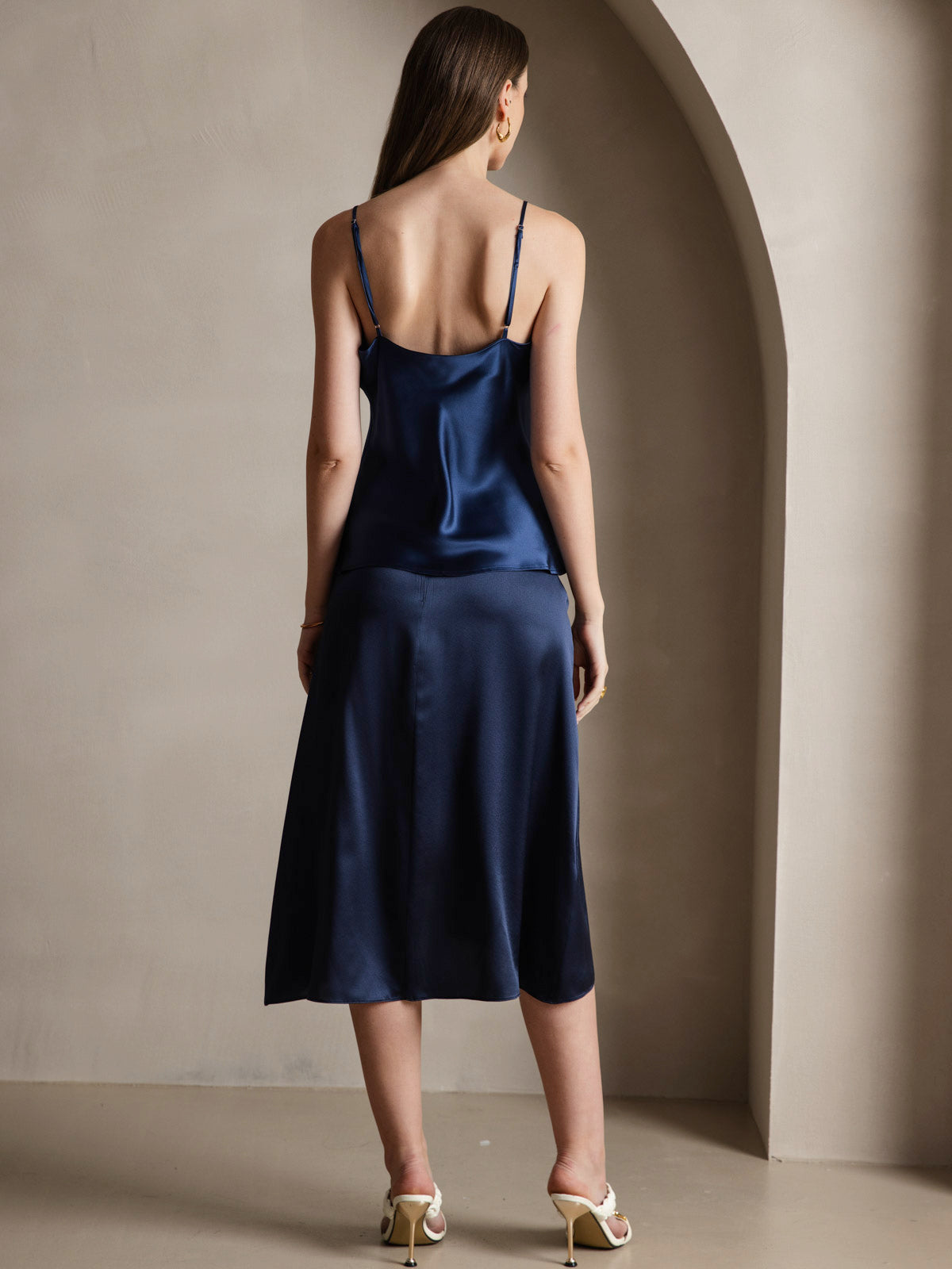 [Dark Blue] SilkSilky-AU Pure Silk V Neck Camisole 002