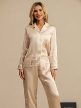 [Champagne] SilkSilky-AU Long Sleeve Lapel Collar Women's Pyjamas 004