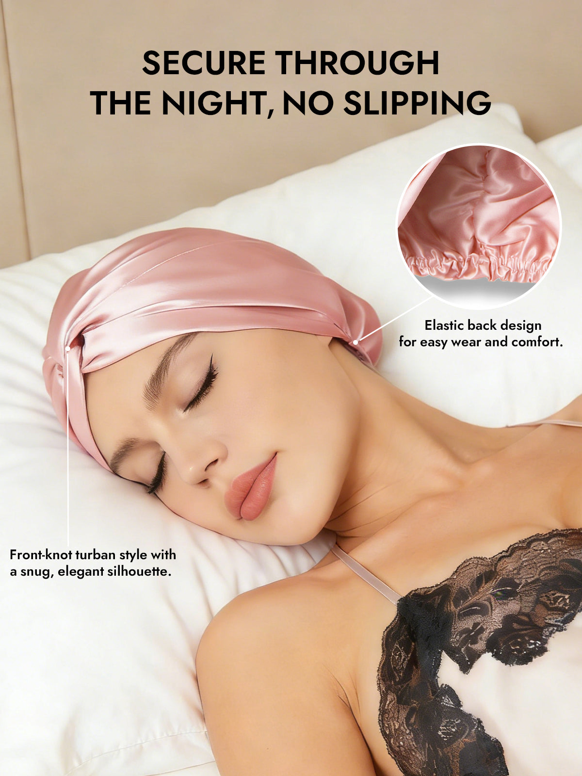 [Pink] SilkSilky-AU Pure Silk Sleep Cap 005