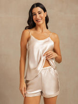 [Beige] SilkSilky-AU Sleeveless V Neck Camisole Set 004