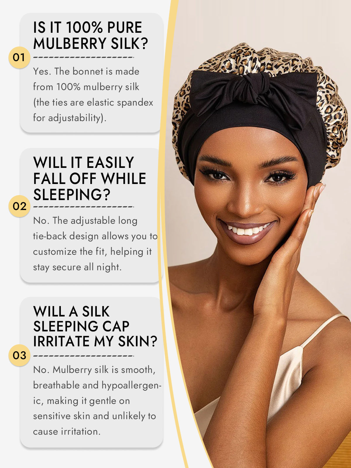 [Leopard] SilkSilky-AU Pure Silk Sleep Cap 006