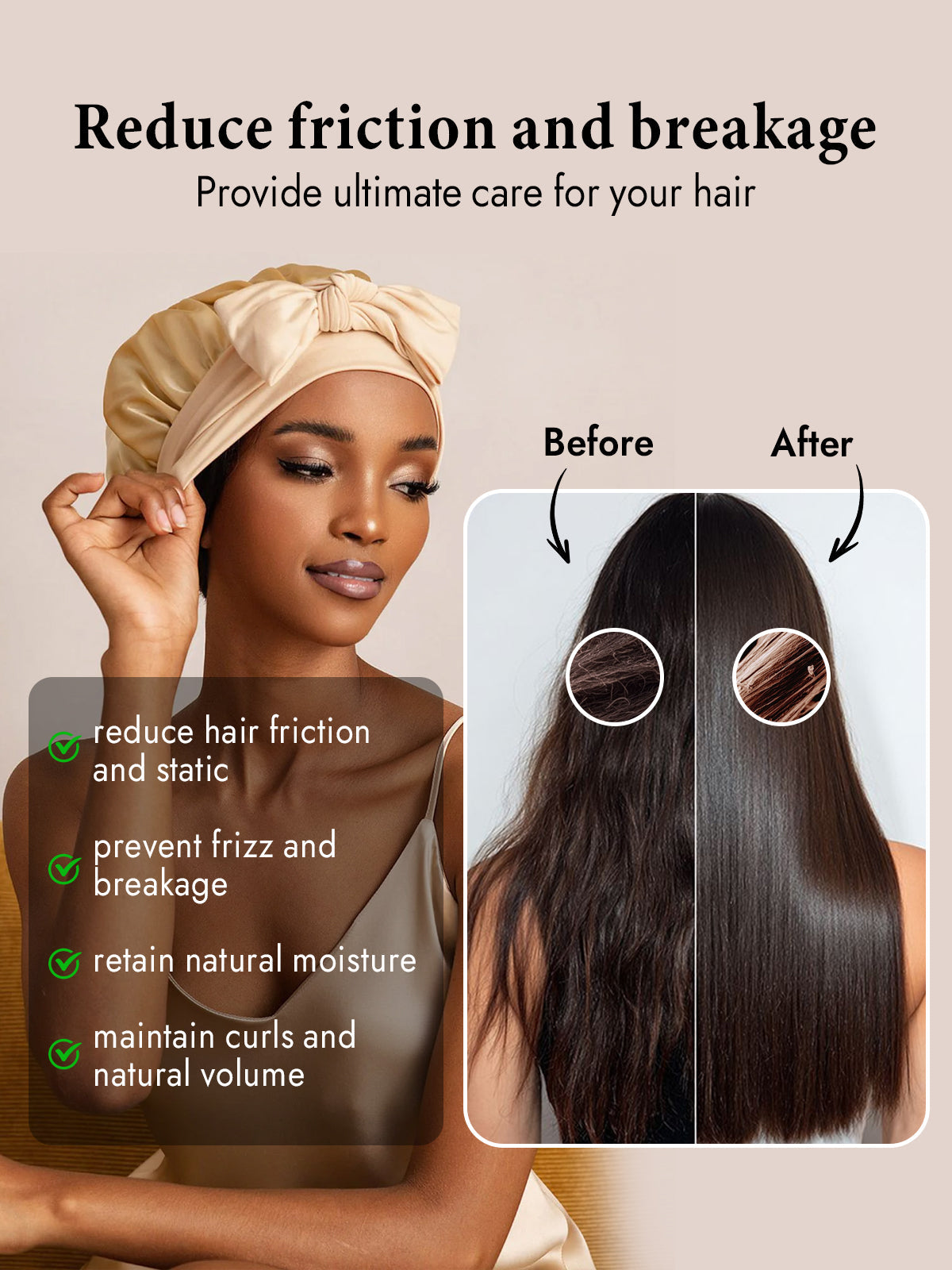 [Champagne] SilkSilky-AU Pure Silk Sleep Cap 003