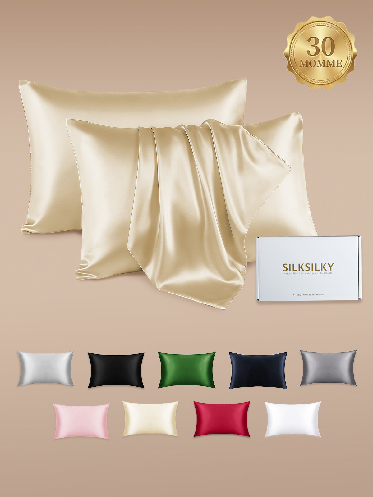 [Ivory] SilkSilky-AU 30Momme Pure Silk Pillowcase 001