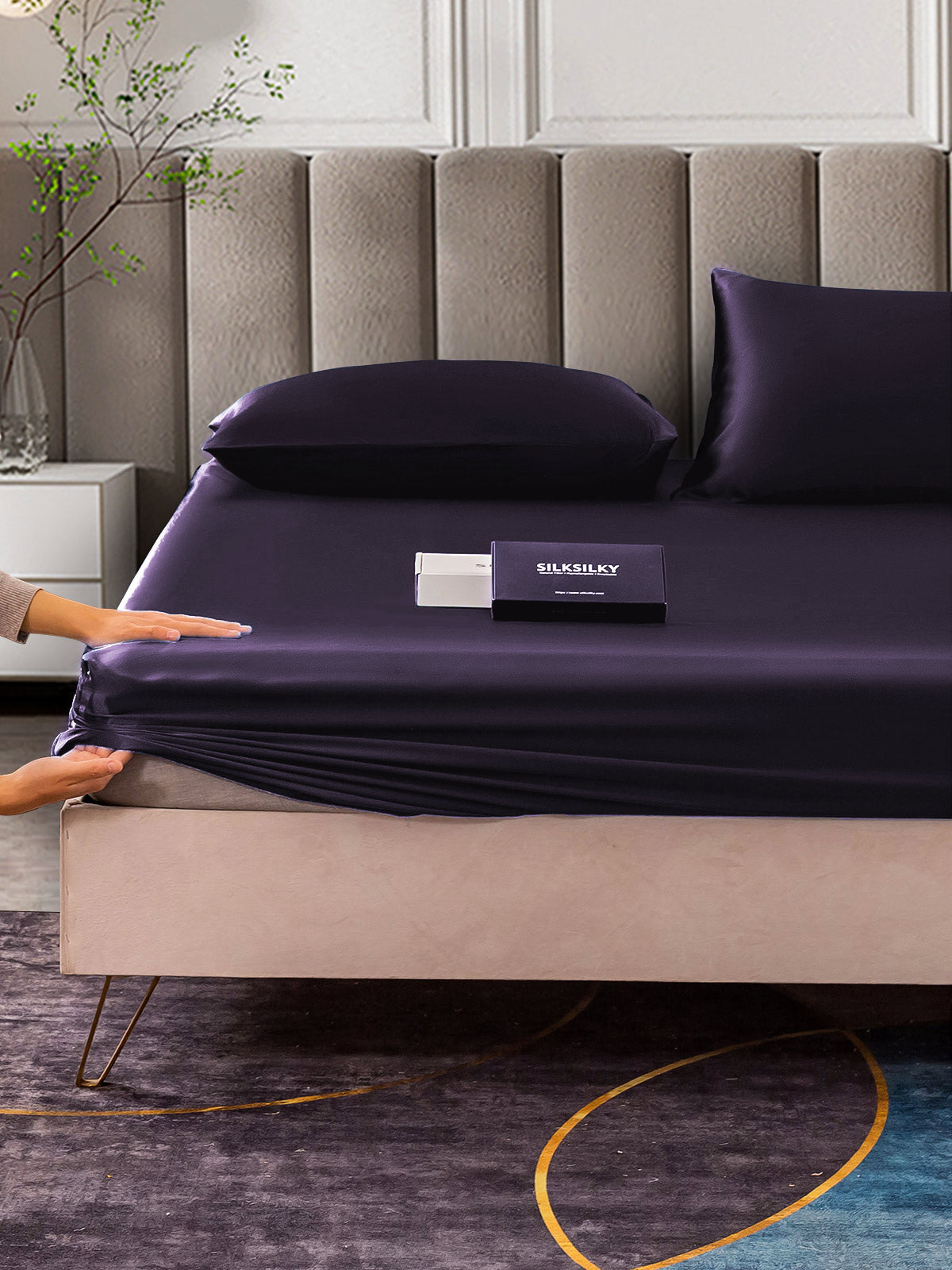 [Deep Purple] SilkSilky-AU 22Momme Pure Silk Bedding Set 006,
