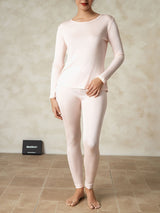 [Light Pink] SilkSilky-AU Long Sleeve Round Neck Women's Long Johns 005