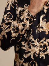 [Black Dragon] SilkSilky-AU Long Sleeve Lapel Collar Men's Shirt 007