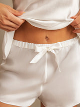 [White] SilkSilky-AU Spaghetti Strap V Neck Camisole Set 007