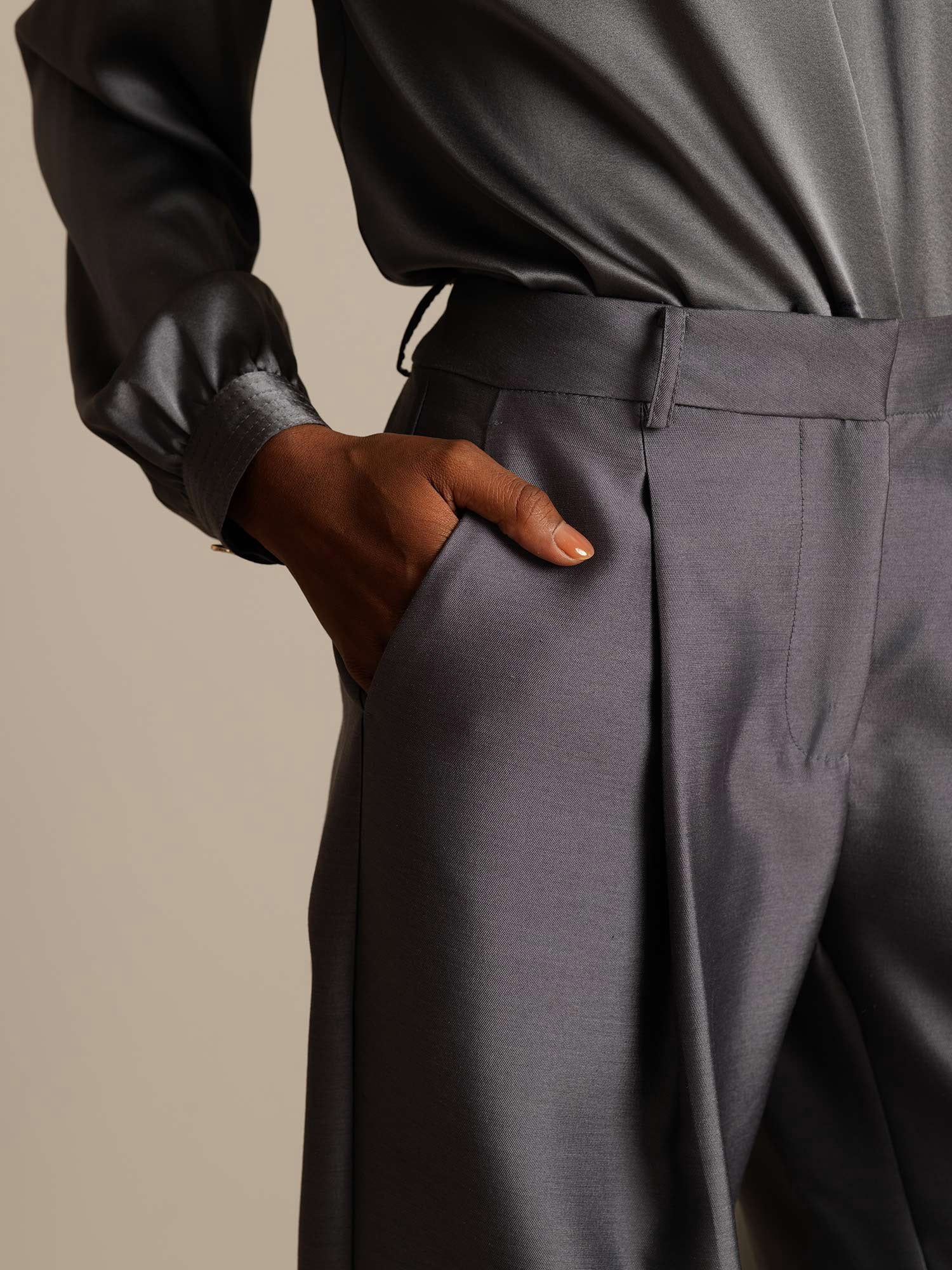 [Gray] SilkSilky-AU 32Momme Wool Womens Pants 004,