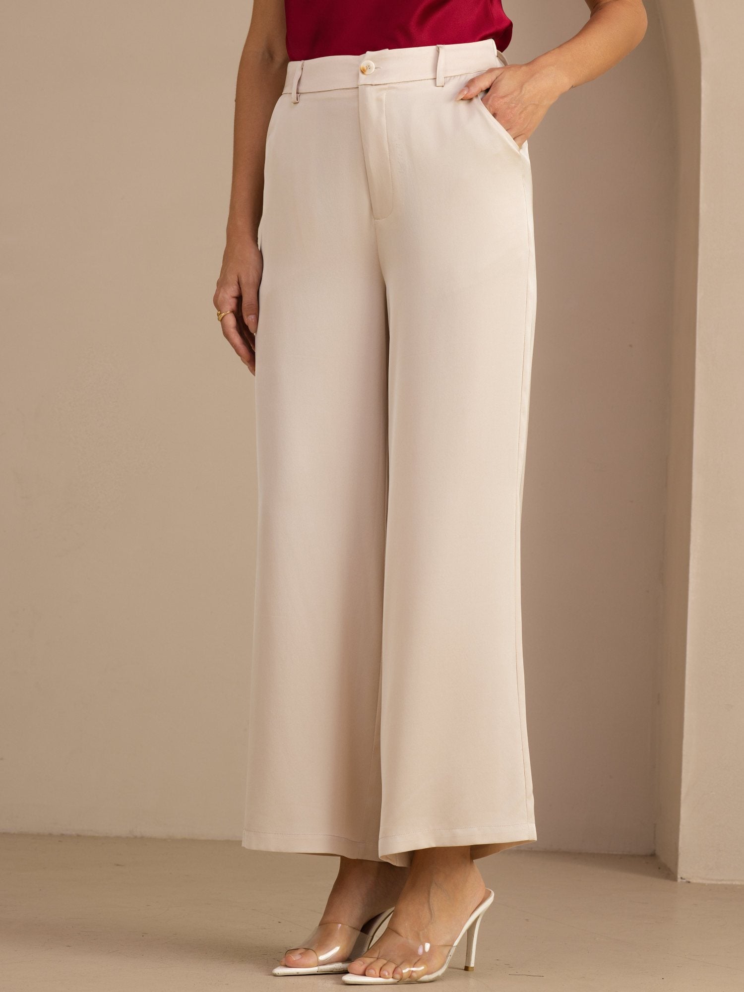[Beige] SilkSilky-AU Womens Pants 001