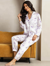 [Lilac Bloom] SilkSilky-AU Pure Silk Notch Collar Women's Pyjamas 004,