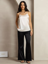 [Light Gray] SilkSilky-AU 19Momme Stretch Silk Charmeuse Spaghetti Strap Scoop Neck Camisole 003
